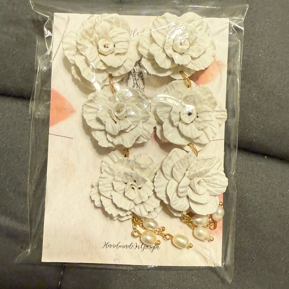 Elegant Floral Earrings with Pearls